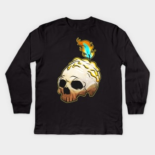 Skull With Burning Candle On Top Esotheric Halloween Kids Long Sleeve T-Shirt